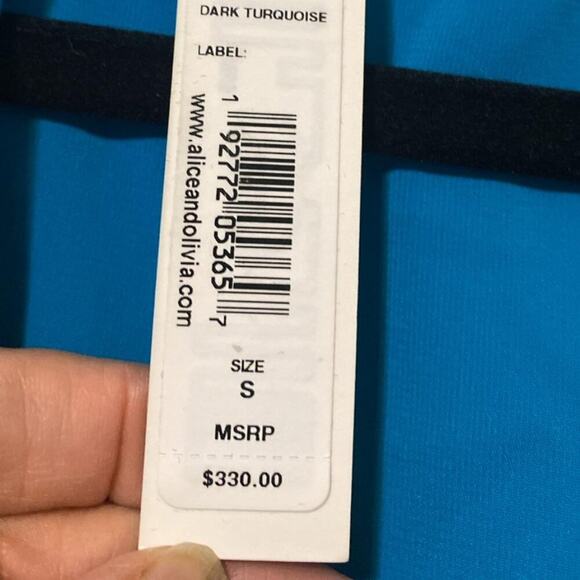 Alice + Olivia Bright blue twist tie silk blouse - Picture 4 of 9